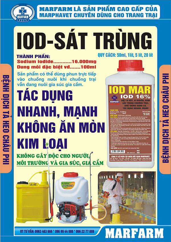 Thuốc sát trùng IOD MAR (iod 16%) - Tập đoàn Đức Hạnh Marphavet BMG - XEVIP.ICU